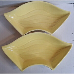 Vintage California Pottery L34 Lazy Susan Dishes Yellow‎ Ceramic Set Made in USA